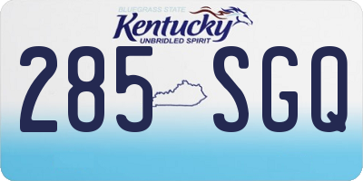 KY license plate 285SGQ