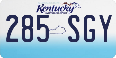KY license plate 285SGY