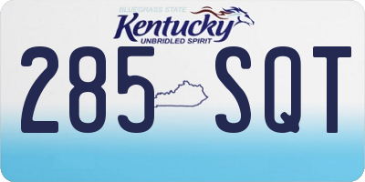 KY license plate 285SQT