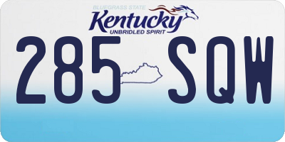 KY license plate 285SQW