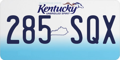 KY license plate 285SQX