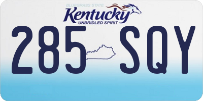 KY license plate 285SQY