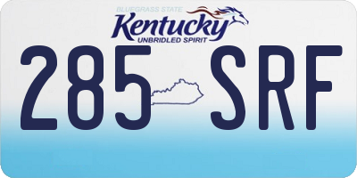KY license plate 285SRF