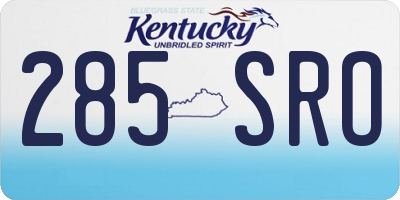 KY license plate 285SRO