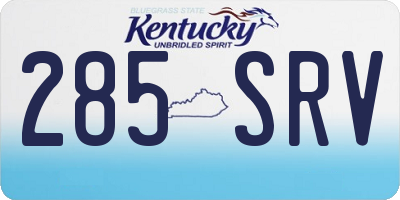 KY license plate 285SRV