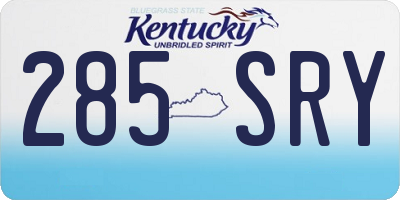 KY license plate 285SRY