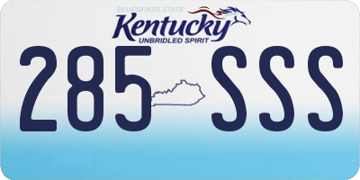 KY license plate 285SSS