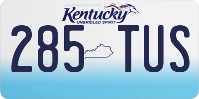 KY license plate 285TUS