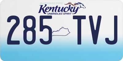 KY license plate 285TVJ