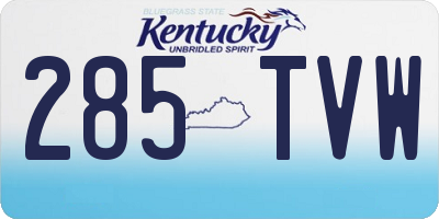 KY license plate 285TVW
