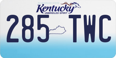 KY license plate 285TWC