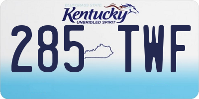 KY license plate 285TWF