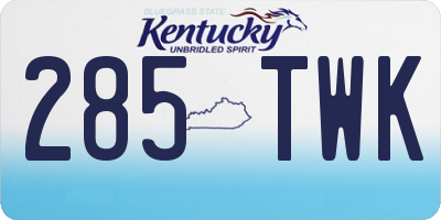 KY license plate 285TWK