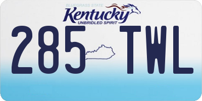 KY license plate 285TWL