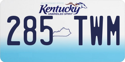 KY license plate 285TWM