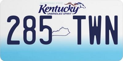 KY license plate 285TWN
