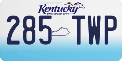 KY license plate 285TWP