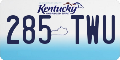 KY license plate 285TWU