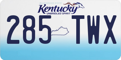 KY license plate 285TWX
