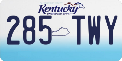 KY license plate 285TWY