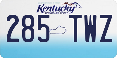 KY license plate 285TWZ