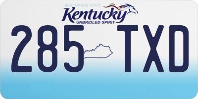 KY license plate 285TXD