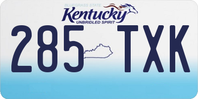 KY license plate 285TXK