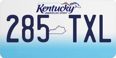 KY license plate 285TXL