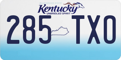 KY license plate 285TXO