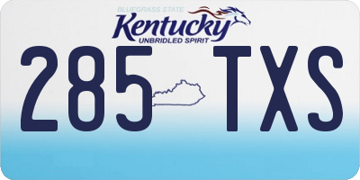 KY license plate 285TXS