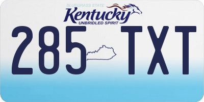 KY license plate 285TXT