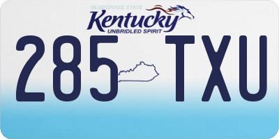 KY license plate 285TXU