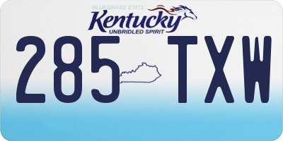 KY license plate 285TXW