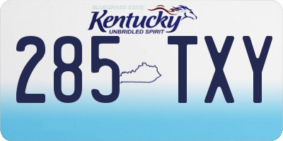 KY license plate 285TXY
