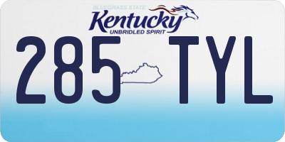 KY license plate 285TYL