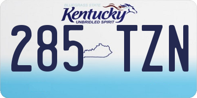 KY license plate 285TZN