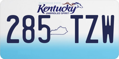 KY license plate 285TZW