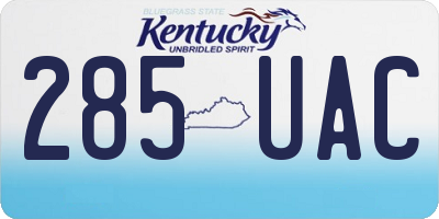 KY license plate 285UAC