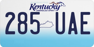 KY license plate 285UAE