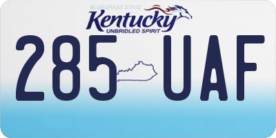 KY license plate 285UAF