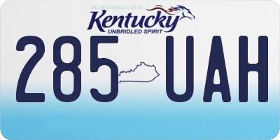 KY license plate 285UAH