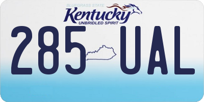 KY license plate 285UAL