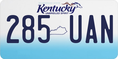 KY license plate 285UAN