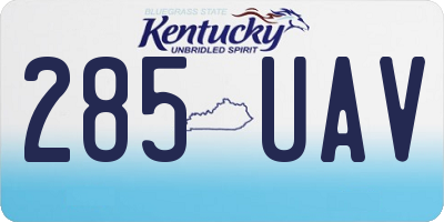 KY license plate 285UAV