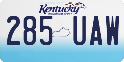KY license plate 285UAW