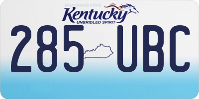 KY license plate 285UBC