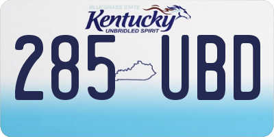 KY license plate 285UBD
