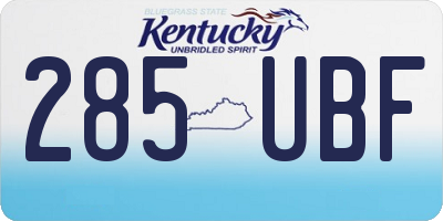 KY license plate 285UBF