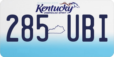 KY license plate 285UBI