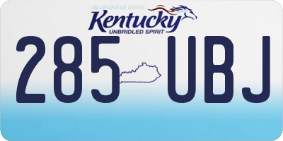 KY license plate 285UBJ